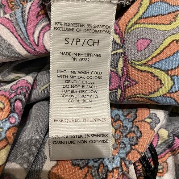 Natori size small print lounge pants silky boho comfy Pajamas elastic waist tie - Picture 5 of 5